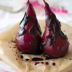 Poached Pears in Red Wine