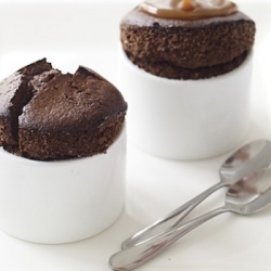 Chocolate Soufflés w/Caramel Sauce