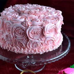 Eggless Checkered Rose Cake