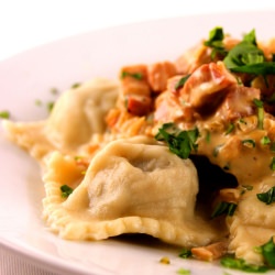 Mushroom Ravioli with Pancetta