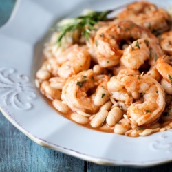 Scampi with Rosemary Cannellini