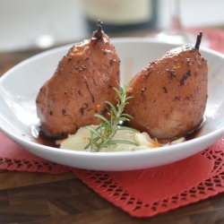 Wine Poached Pears with Balsamic