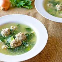 Escarole Soup with Tiny Meatballs