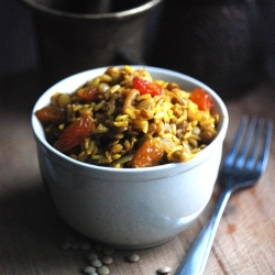 Arabic Lentil Raisin Pilaf