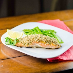 Pecan Honey Mustard Crusted Salmon