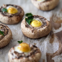 Quail Egg Stuffed Mushrooms