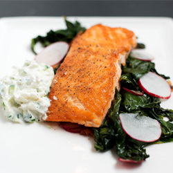 Salmon with Collard Greens & Raita