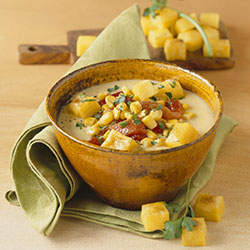 Corn Cream Soup with Diced Polenta