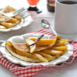 Pancakes w/ Coconut and Mango