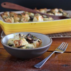 Leek and Mushroom Bread Pudding