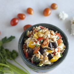 Roasted Veggie Orzo Salad with Feta