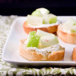 Apple, Chevre and Honey Crostini