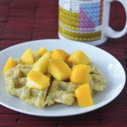 Sweet Zucchini Waffles with Mango