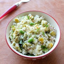 Rice Rava Upma with Flat Beans