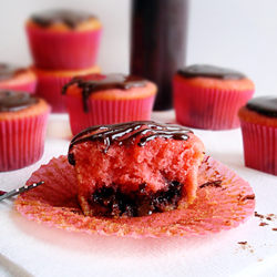 Raspberry Truffle Stuffed Cupcakes