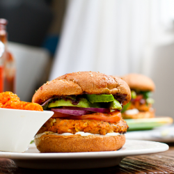 BBQ Peanut Sweet Potato Burger