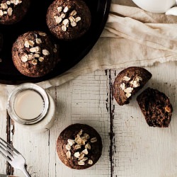 Chocolate Oatmeal Flaxseed Muffins