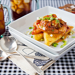 Shrimp Creole with Fried Polenta