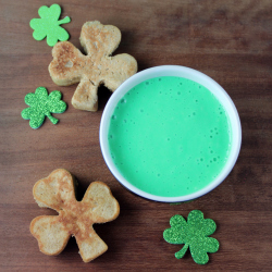 Shamrock Pancakes with Green Syrup