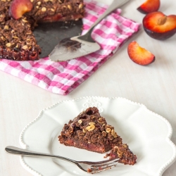 Chocolate Plum Crumble Tart