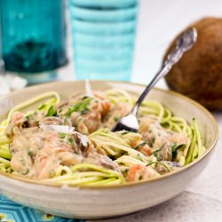 Creamy Shrimp over Zucchini Pasta