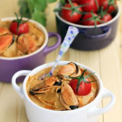 Spicy Mussels and Tomato Pudding