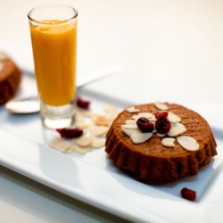 Steamed Mango Pudding and Coulis