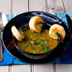 Curried Lentil Soup with Shrimp