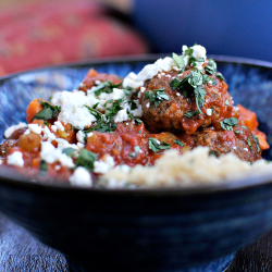 Moroccan Braised Bison Meatballs