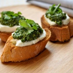 Goat Cheese and Pesto Crostini