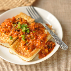 Tofu Steak with Spicy Mussel Sauce