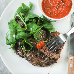 Ribeye with spicy peppers