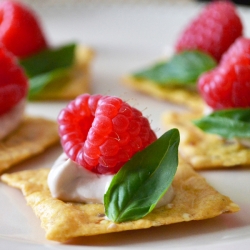 Raspberry and Basil Canapés