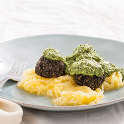 Lentil Meatballs with Lemon Pesto