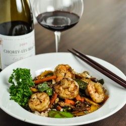 Shrimp Stir-Fry & Red Burgundy Wine