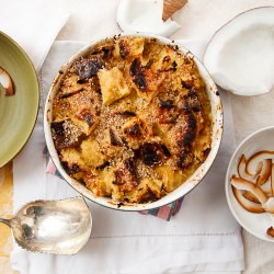 Coconut, Banana, Lime Bread Pudding