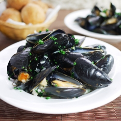 Mussels in White Wine Cream Sauce