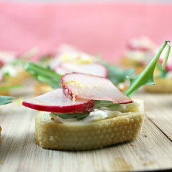 Radish and Arugula Crostini