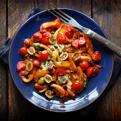 Halloumi, Seared Peppers & Olives