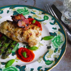 Monkfish with Red Pepper Sauce