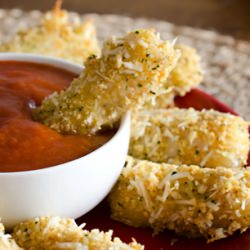 Tomato Basil Baked Mozzarella Stick