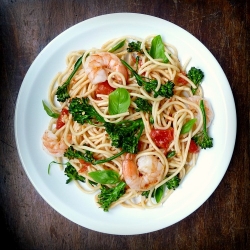 Shrimp, Broccoli, Tomato Pasta