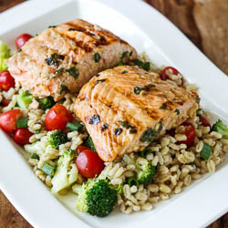 Marinated Salmon with Barley Salad