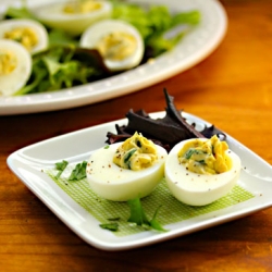 Lemon Caper Deviled Eggs