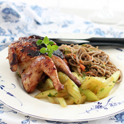 Char Sui Quail with Two Salads