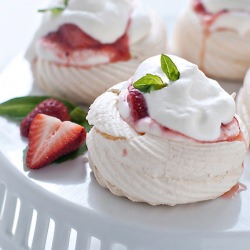 Strawberry Basil Meringue Nests