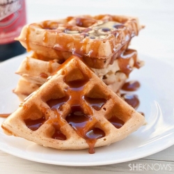 Pilsner Waffles with Caramel Sauce