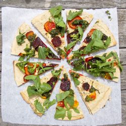 Vegan Alfredo Roasted Beet Pizza