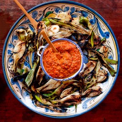 Spring Onions with Romesco