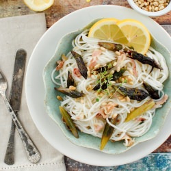 Lemony Purple Asparagus Pasta